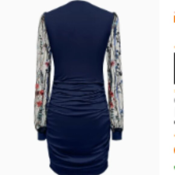 New Flute in Direction Temperament V-Neck High-Waisted Long Sleeve Dress - Picture 4 of 6